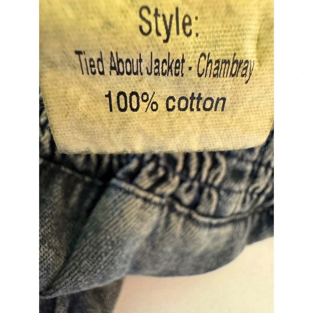 Jaded Gypsy Tied About Jacket Chambray Blue‎ Denim Zip Hoodie Lace S/M NWT